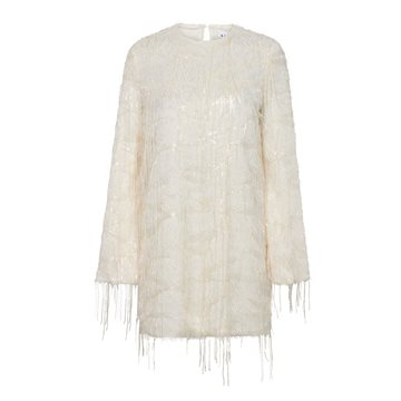 Haute L' Amitié - Sequin Fringe Midi Dress - Pearl